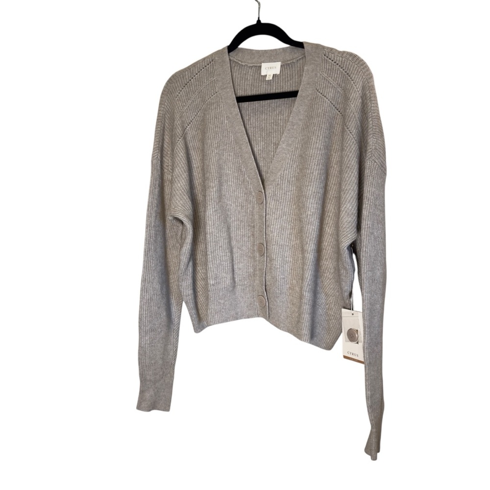 Cyrus Light Gray Taupe Soft Knit Women's Cardigan Sz XL